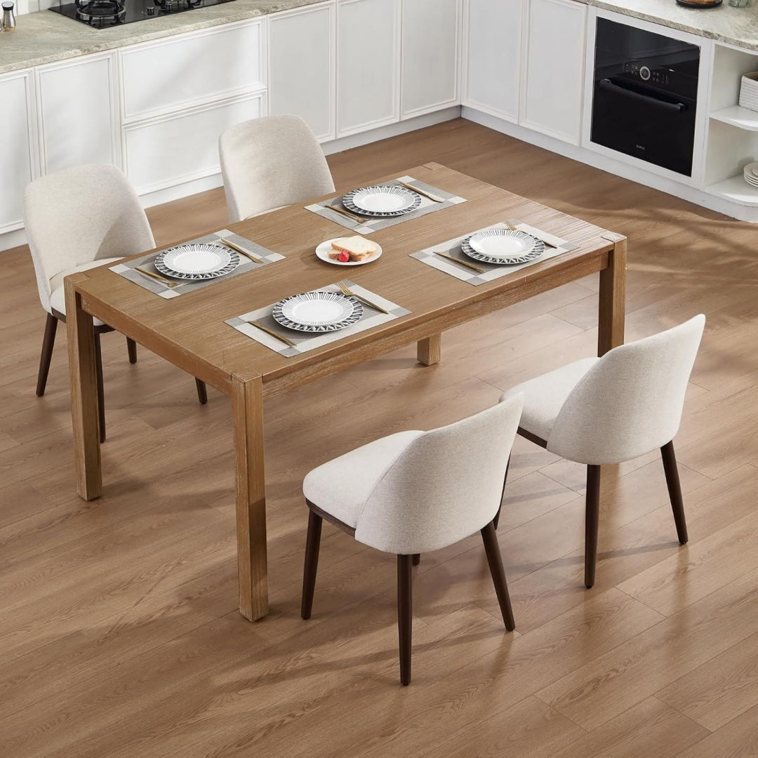 Arredo per soggiorno in legno massello rivestimento in tessuto beige