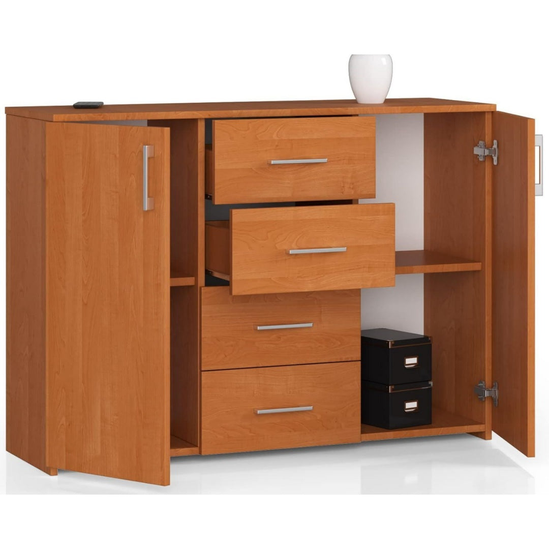 Credenza da soggiorno con cassetti con ripiani bianco