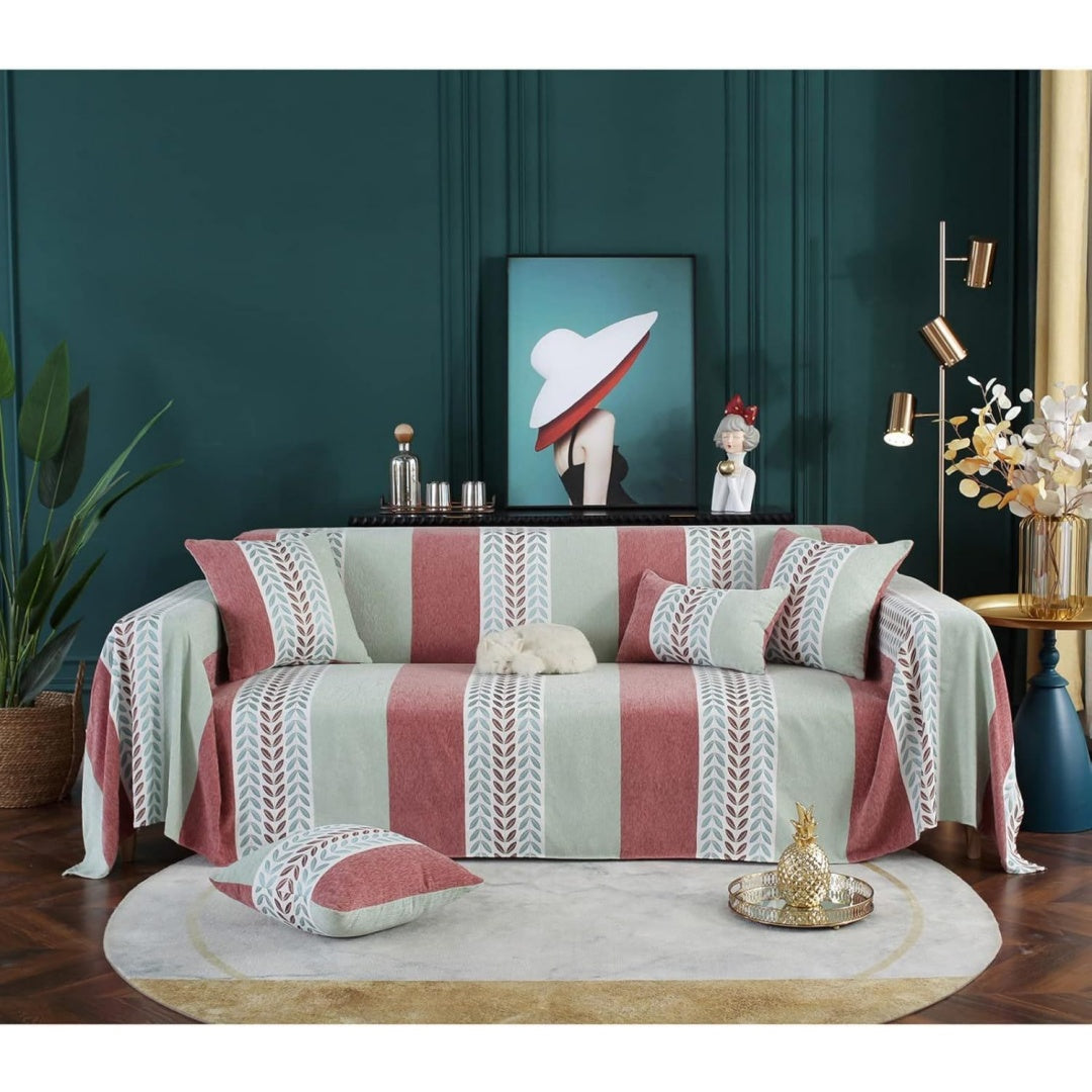 Divano confortevole Coperta Ciniglia Jacquard Copridivano Copriletto rosa