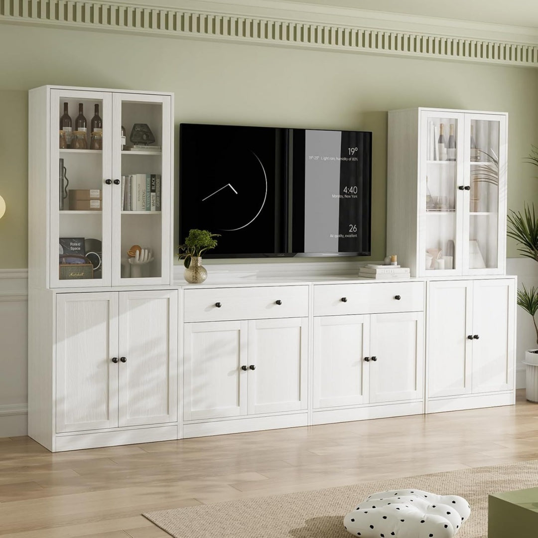 Console porta TV modulare con ripiani bianco