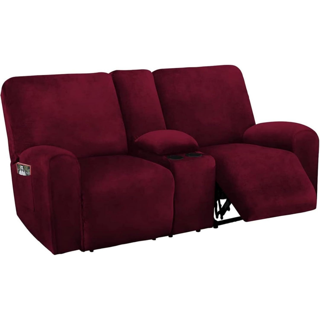 Seduta imbottita Velluto Copripoltrona Relax Reclinabile Tasche nero