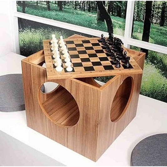 Tavolino compatto Scacchiera tavolino Legno, Tavolo Gioco naturale