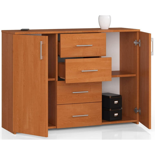 Credenza da soggiorno con cassetti con ripiani bianco