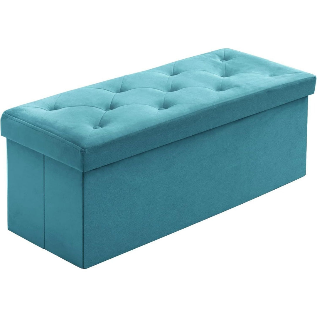 Pouf da soggiorno pieghevole con vano contenitore verde