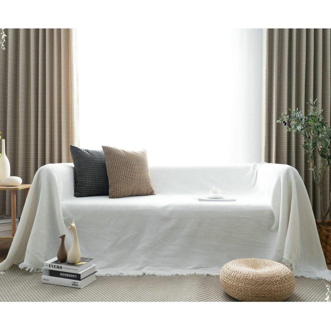 Divano confortevole KnSam Copripoltrona relax nappa, cotone, bianco