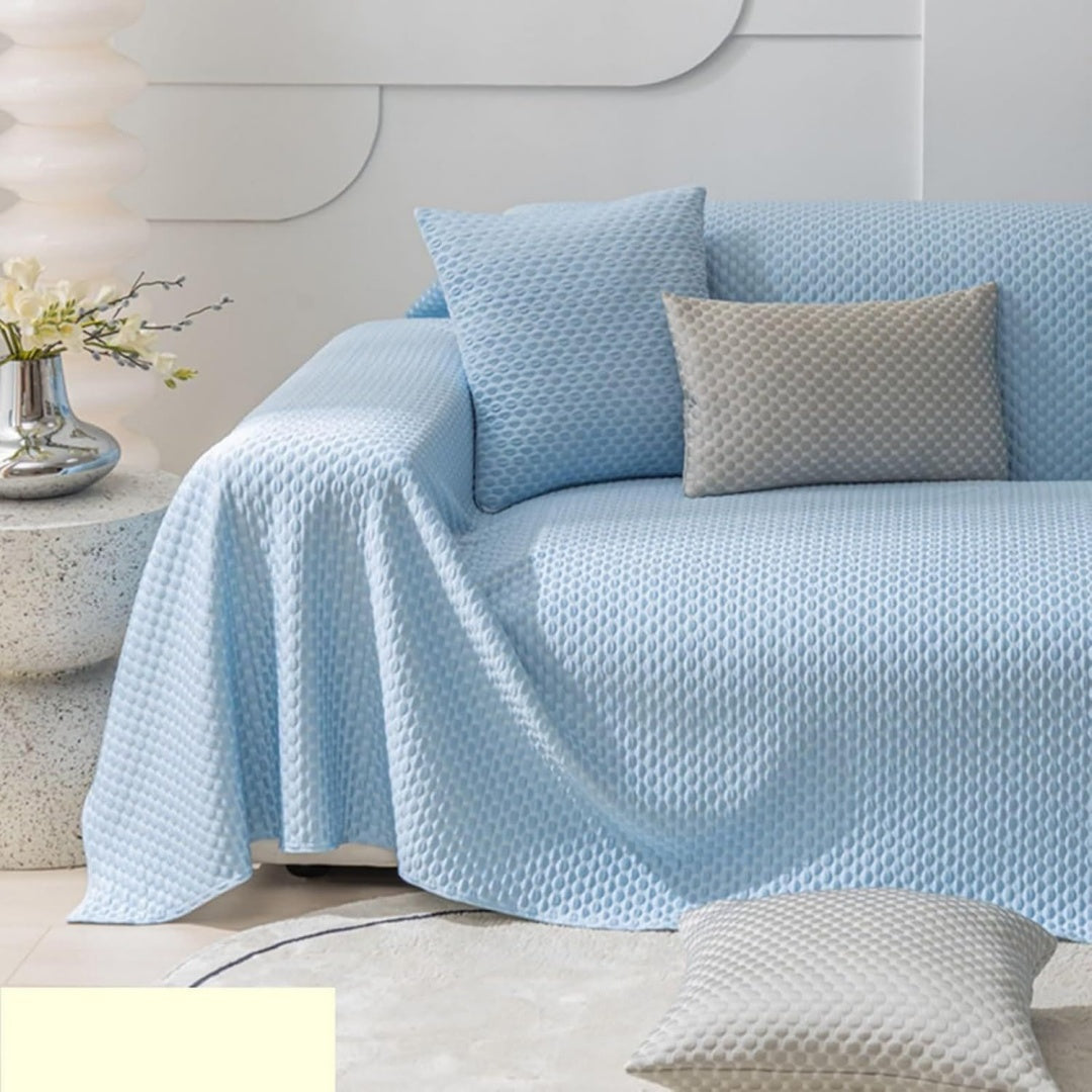 Divano confortevole con braccioli rivestimento in tessuto blu