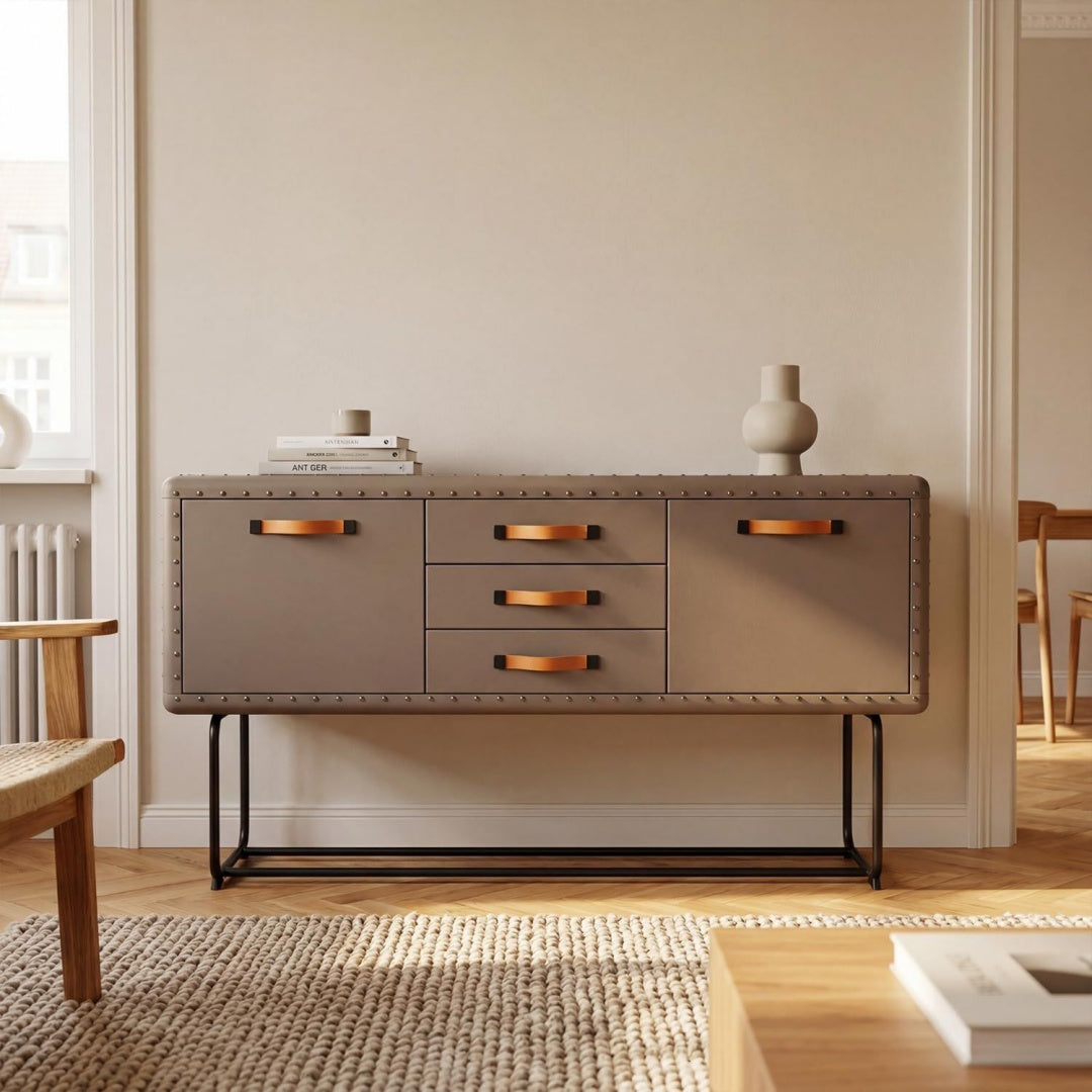 Credenza da soggiorno in MDF struttura in metallo marrone