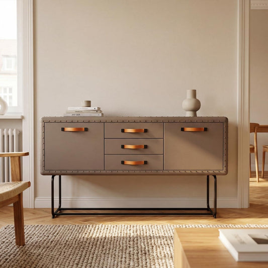 Credenza da soggiorno in MDF struttura in metallo marrone