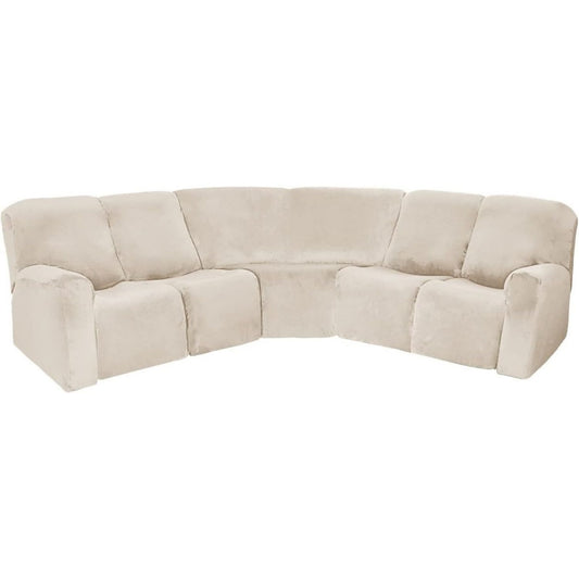 Seduta imbottita reclinabile rivestimento in velluto beige