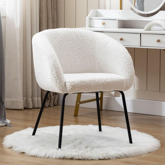 Poltrona confortevole con braccioli struttura in metallo bianco